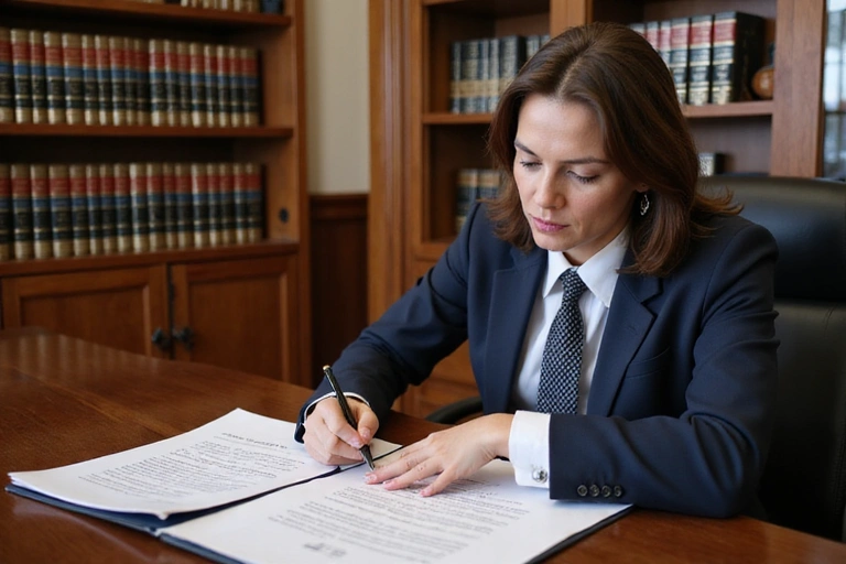 Notary public preparing documents