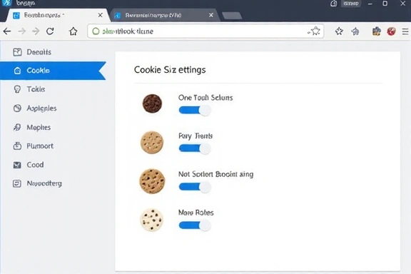 Browser settings for cookie management
