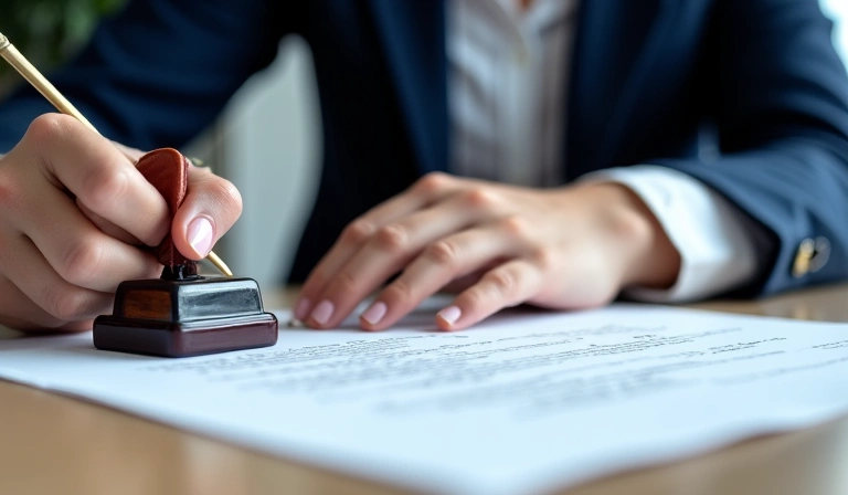 Notary working on documents